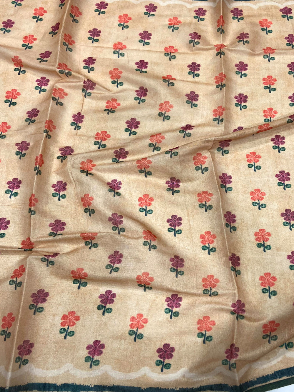 Light Peach Folklore Tissue Chanderi Saree