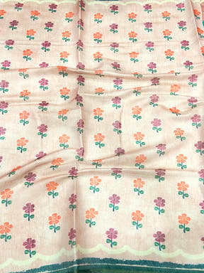 Rust Brown Folklore Tissue Chanderi Saree