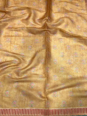 Orange Floral Chanderi Saree