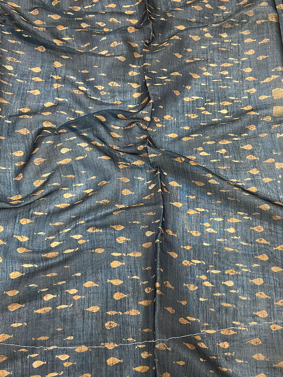 Navy Chanderi Floral Kalamkari Digital Print Saree