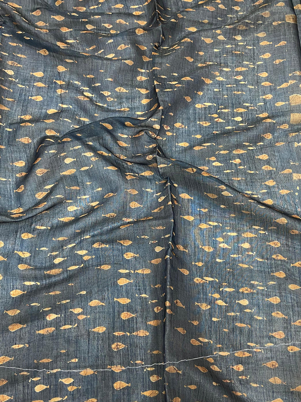 Navy Chanderi Floral Kalamkari Digital Print Saree