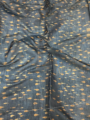 Navy Chanderi Floral Kalamkari Digital Print Saree