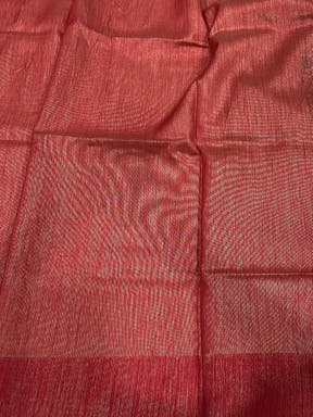 Rust Floral Tussar Silk Saree