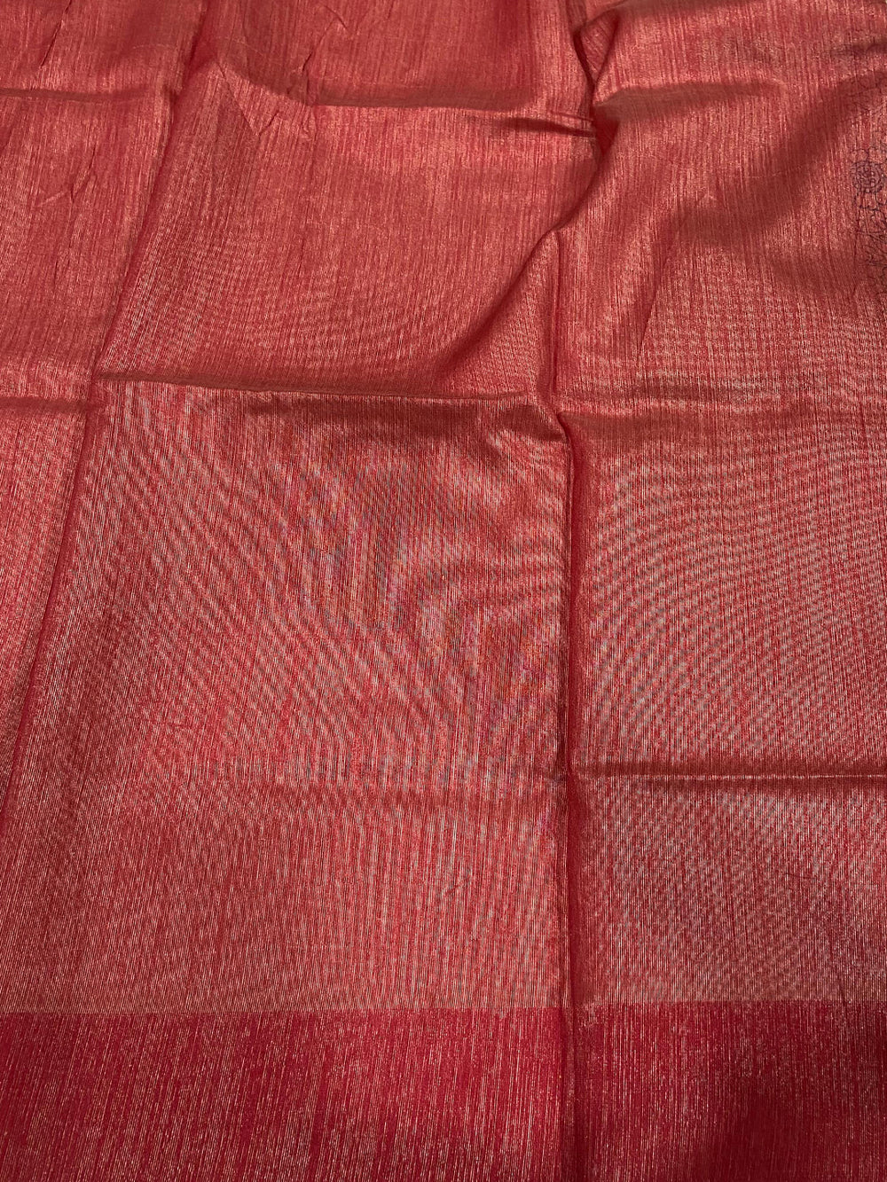 Rust Floral Tussar Silk Saree
