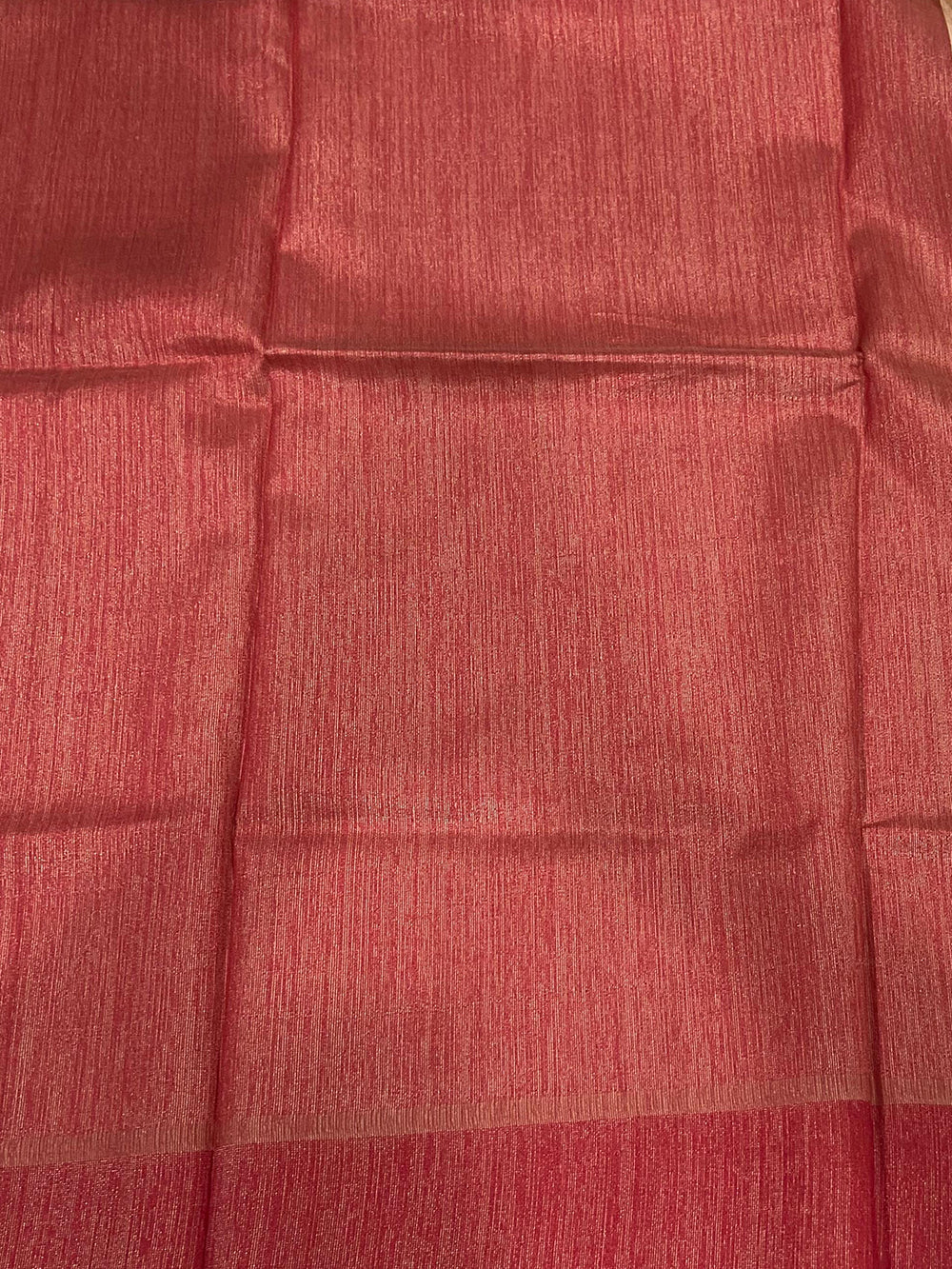 Beige Floral Tussar Silk Saree