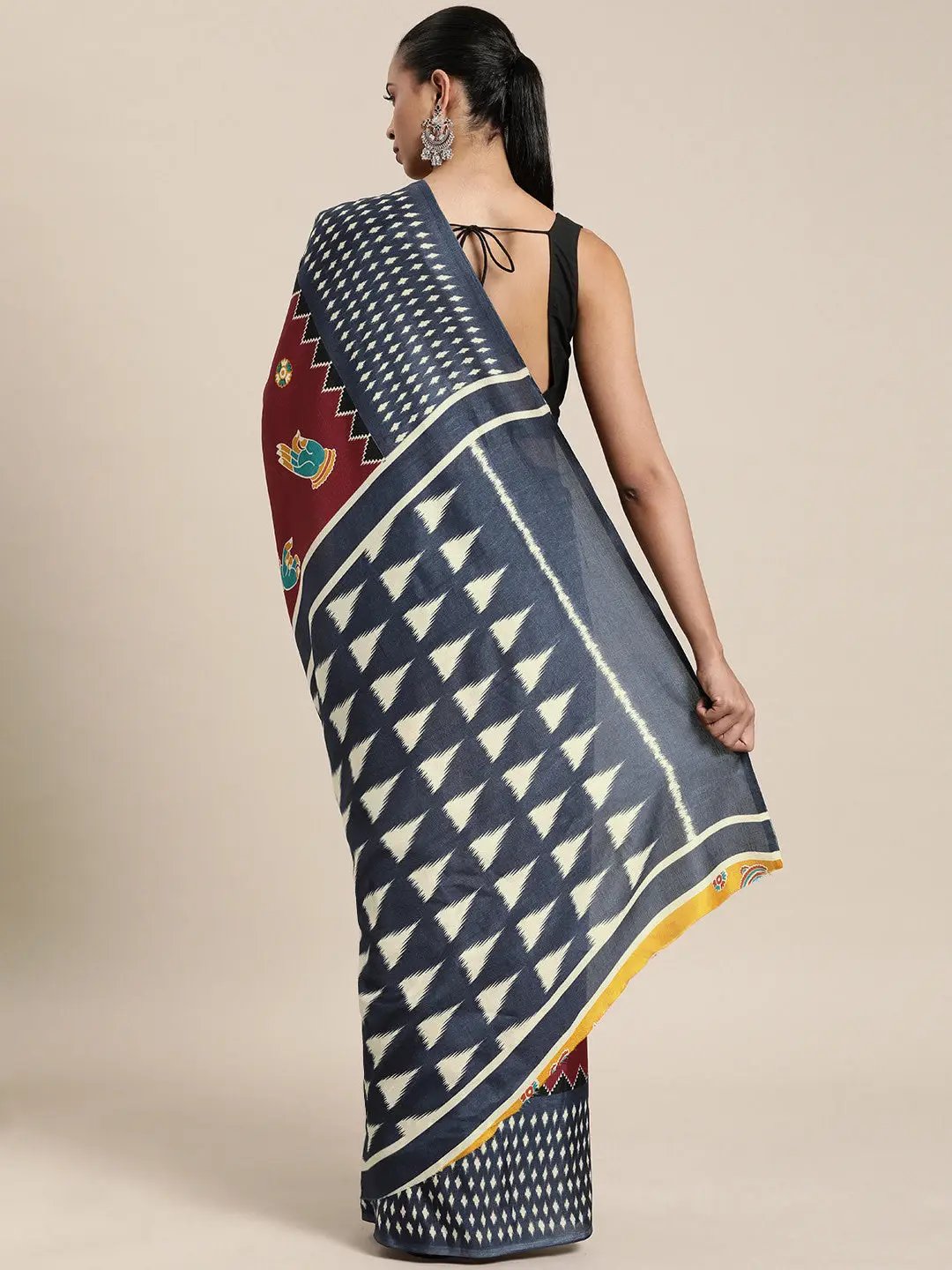 At Vastranand Stylish Linen Kalamkari Print Chanderi Saree 