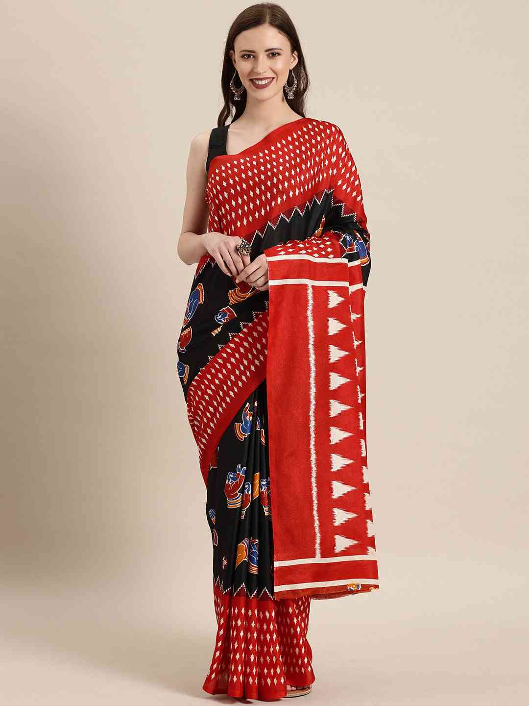 At Vastranand Stylish Linen Kalamkari Print Chanderi Saree 