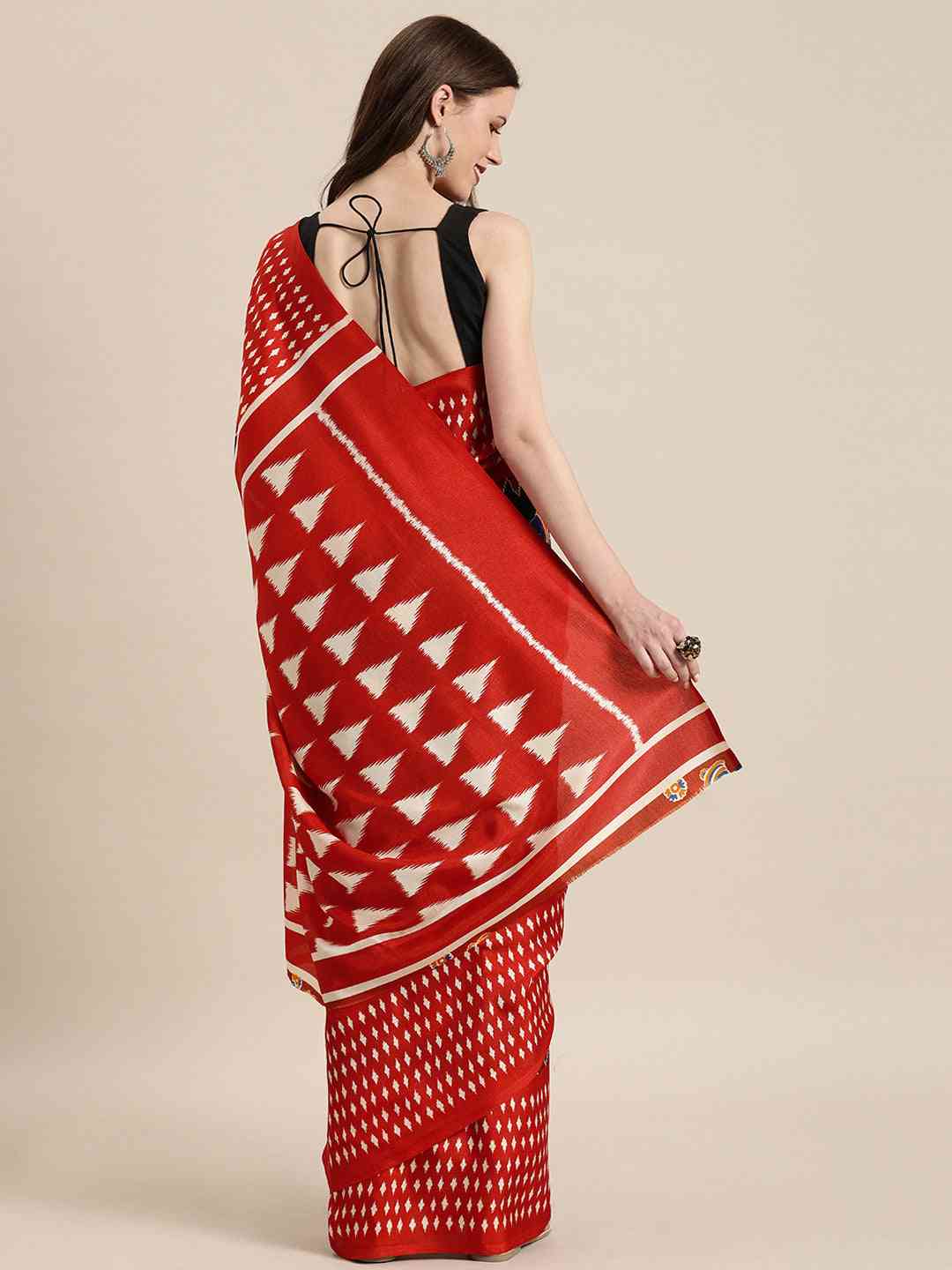 At Vastranand Stylish Linen Kalamkari Print Chanderi Saree 