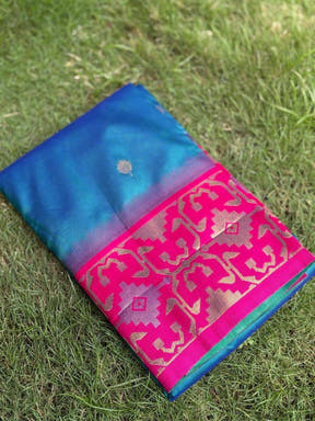 Azure Blue Soft Silk Kanjivaram Saree

