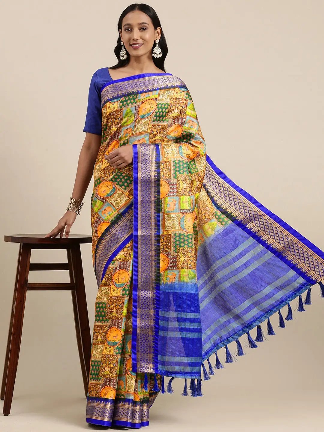  Latest Kalamkari Digital Print Uppada Silk Saree