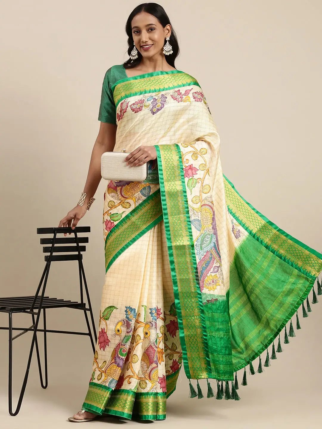  Latest Kalamkari Digital Print Uppada Silk Saree