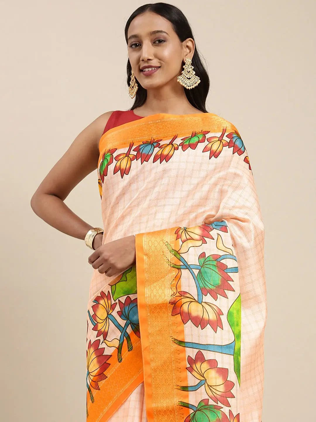  Latest Kalamkari Digital Print Uppada Silk Saree