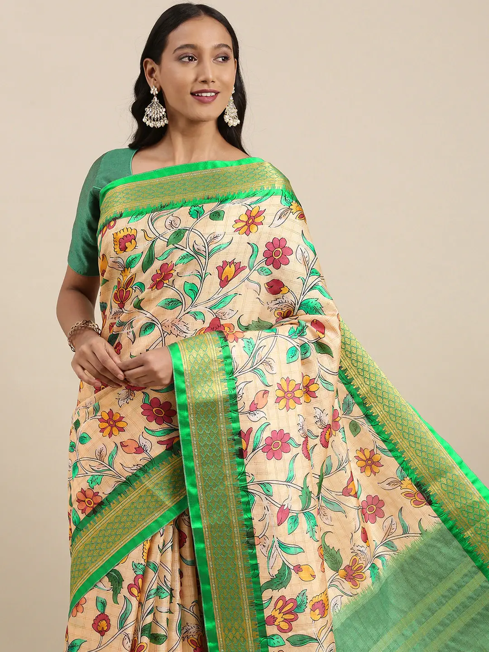  Latest Kalamkari Digital Print Uppada Silk Saree