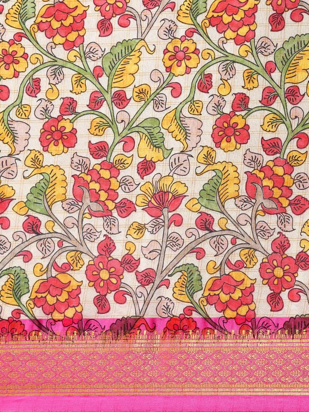  Latest Kalamkari Digital Print Uppada Silk Saree