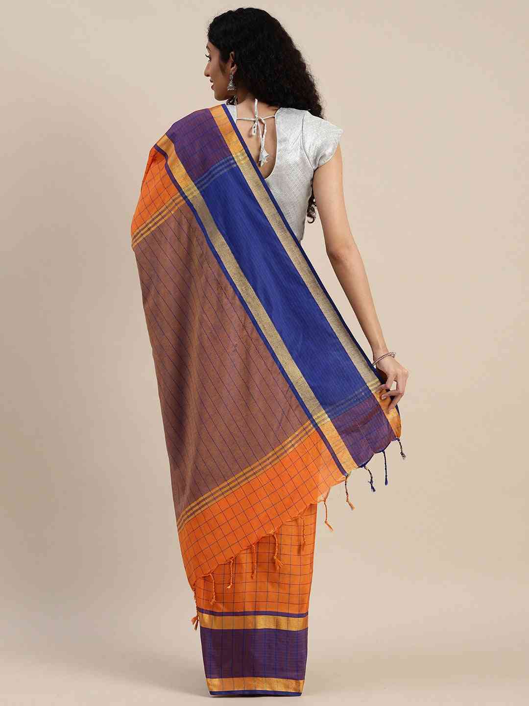 Stylish Uppada Checked Saree With Zari Border