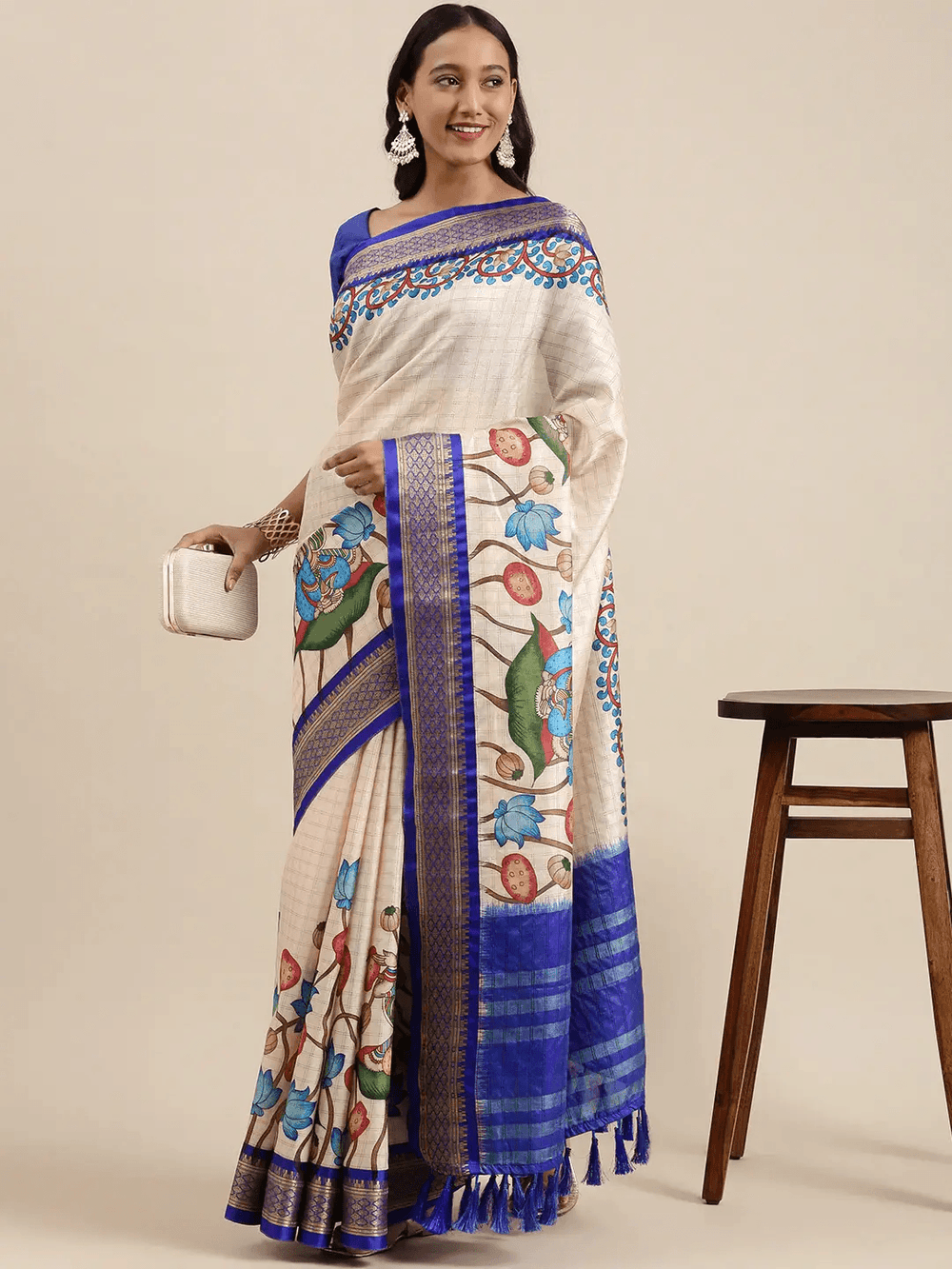  Latest Kalamkari Digital Print Uppada Silk Saree Vastranand 