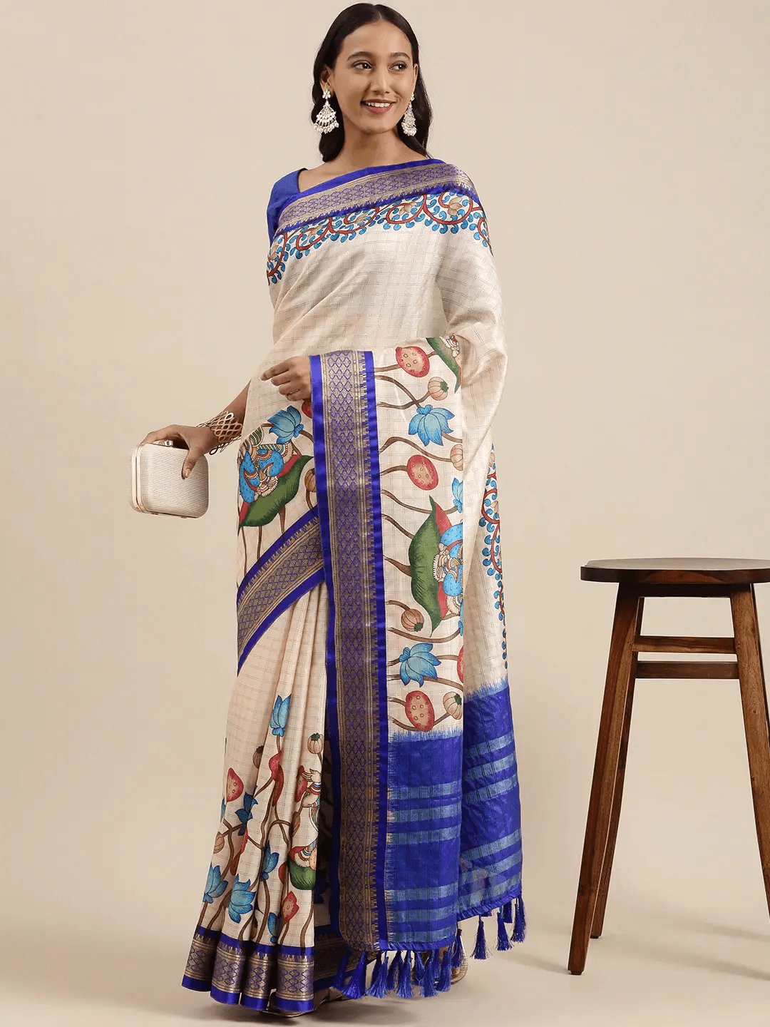  Latest Kalamkari Digital Print Uppada Silk Saree