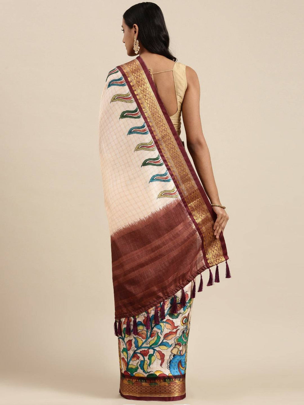  Latest Kalamkari Digital Print Uppada Silk Saree