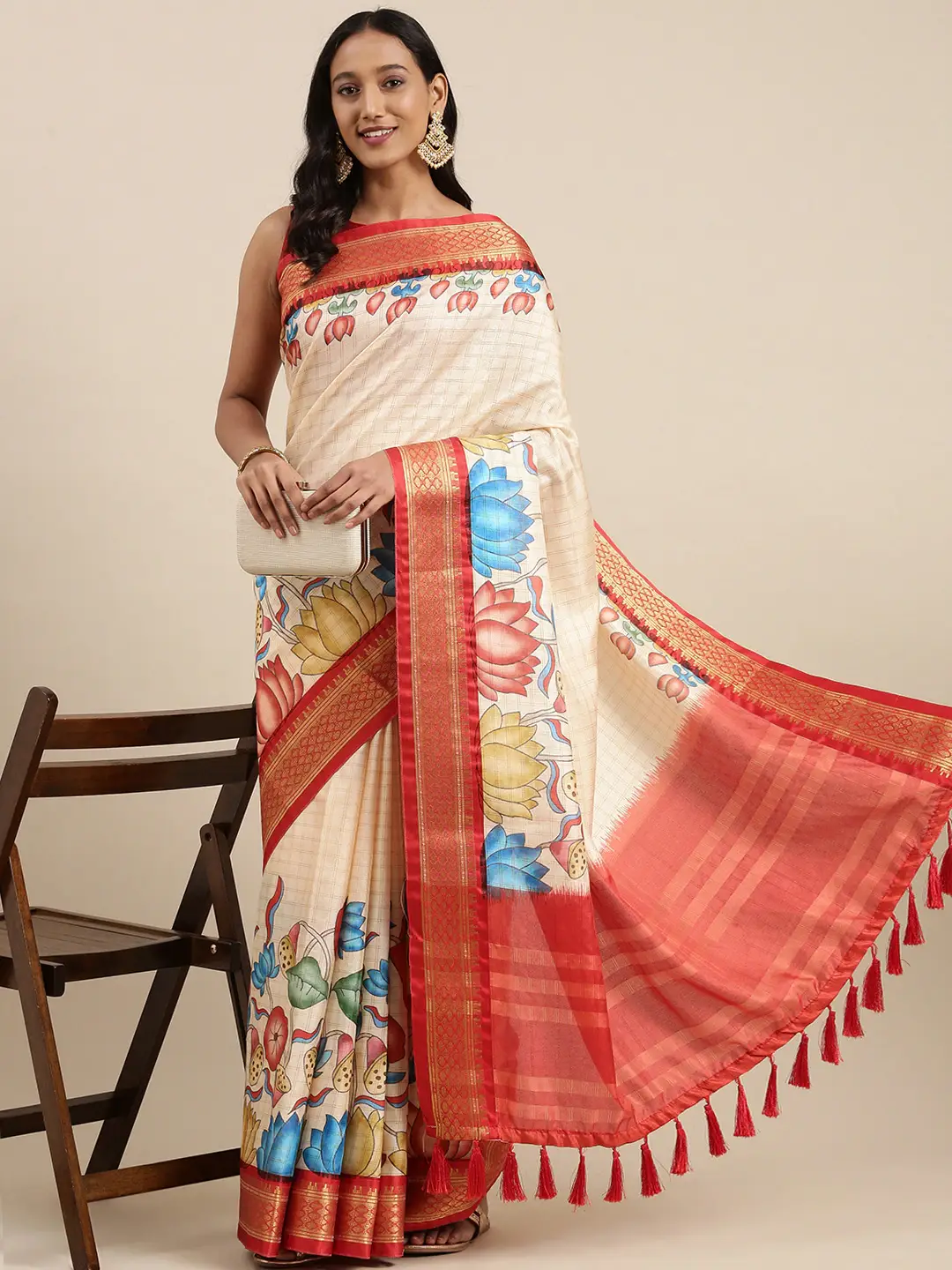  Latest Kalamkari Digital Print Uppada Silk Saree