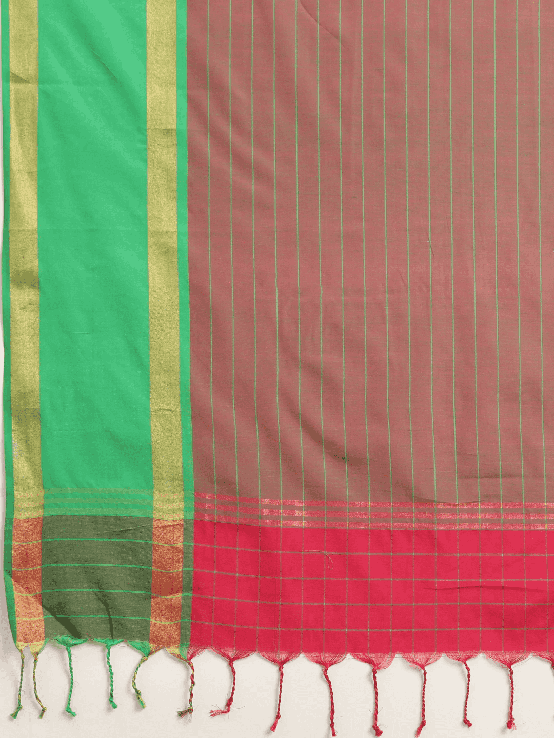 At Vastranand Stylish Silk Cotton Checked Zari Work Saree 
