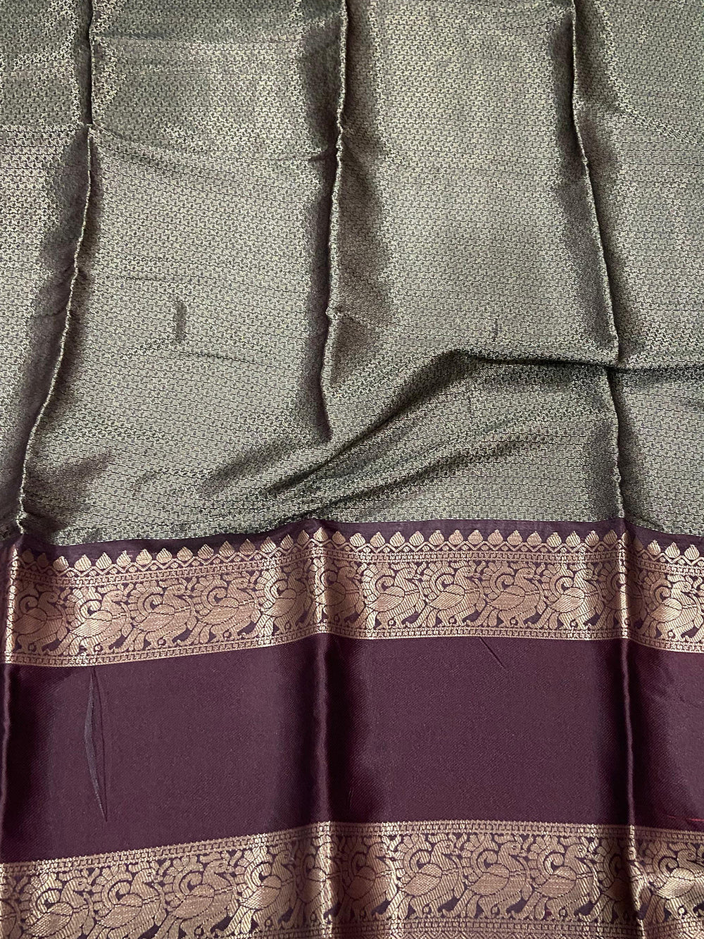 Rust Banarasi Pichwai Print Saree