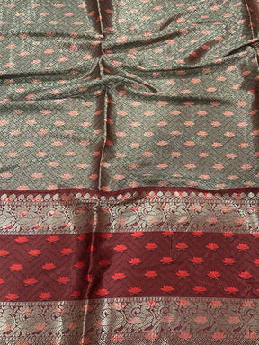 Brown Banarasi Pichwai Print Saree