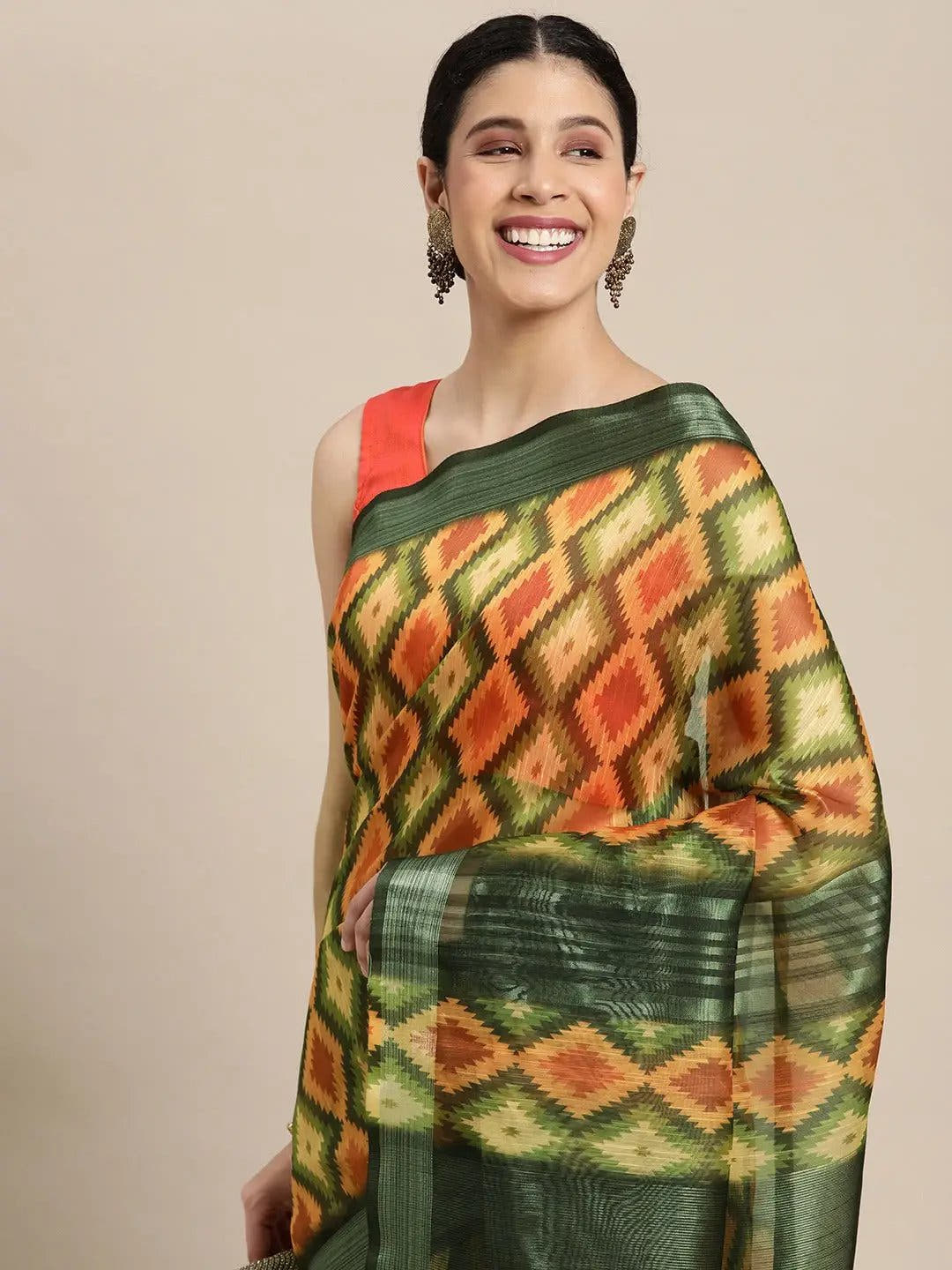 Soft Linen Digital Print Festive Wear Saree