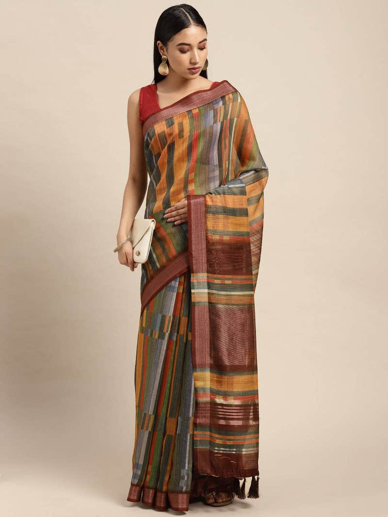 Exclusive Soft Linen Digital Print Festive Wear Saree