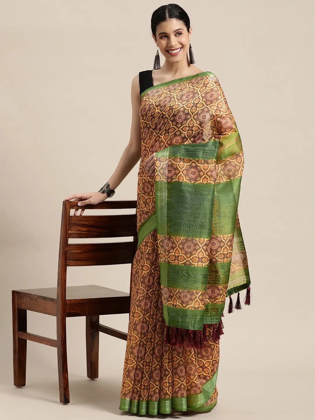 Soft Linen Digital Print Festive Wear Saree