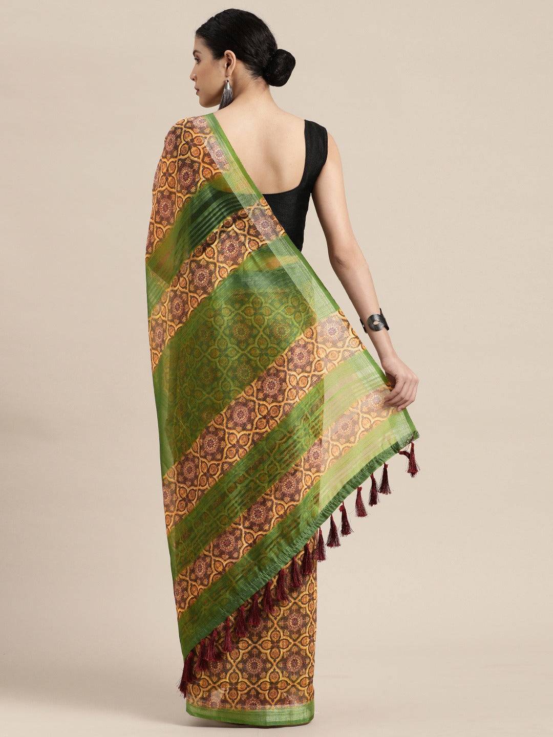 Soft Linen Digital Print Festive Wear Saree
