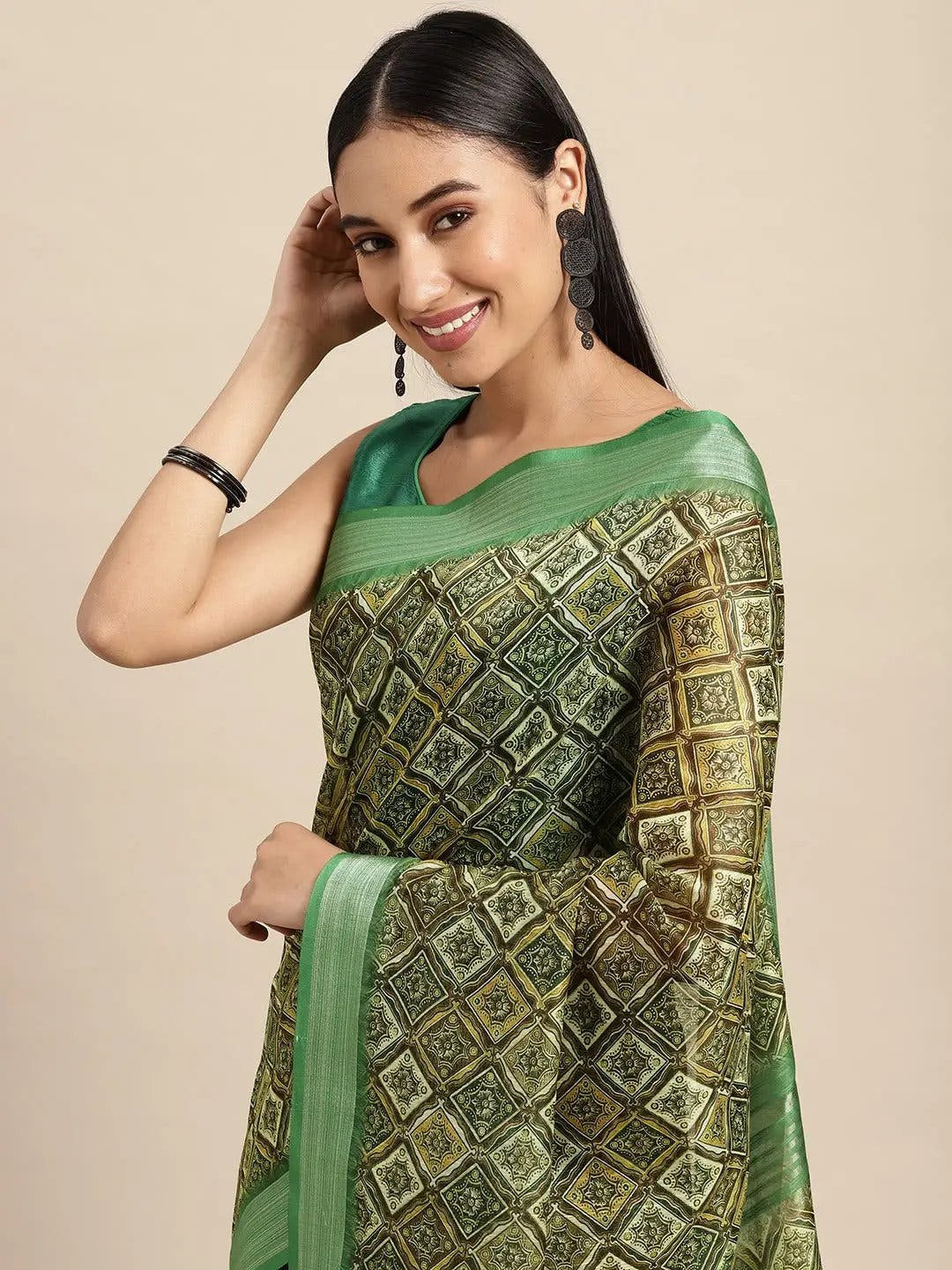 Soft Linen Digital Print Festive Wear Saree