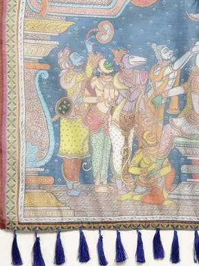 Soft Linen Kalamkari Digital Print Party Wear Saree
