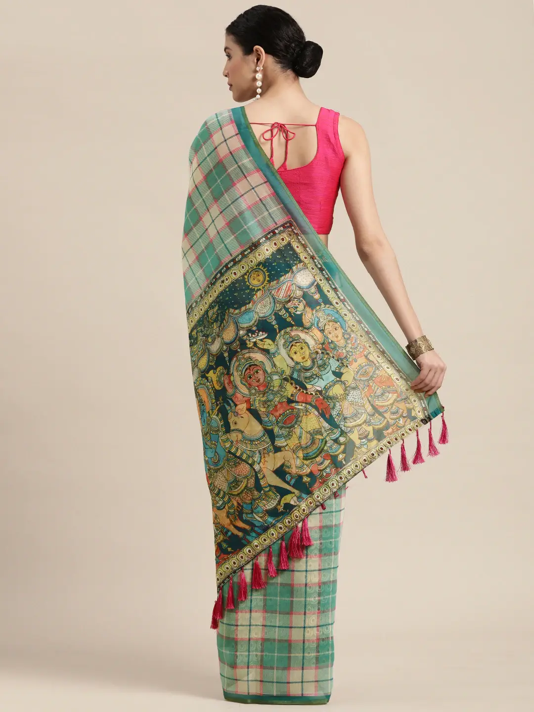 Soft Linen Kalamkari Digital Print Party Wear Saree