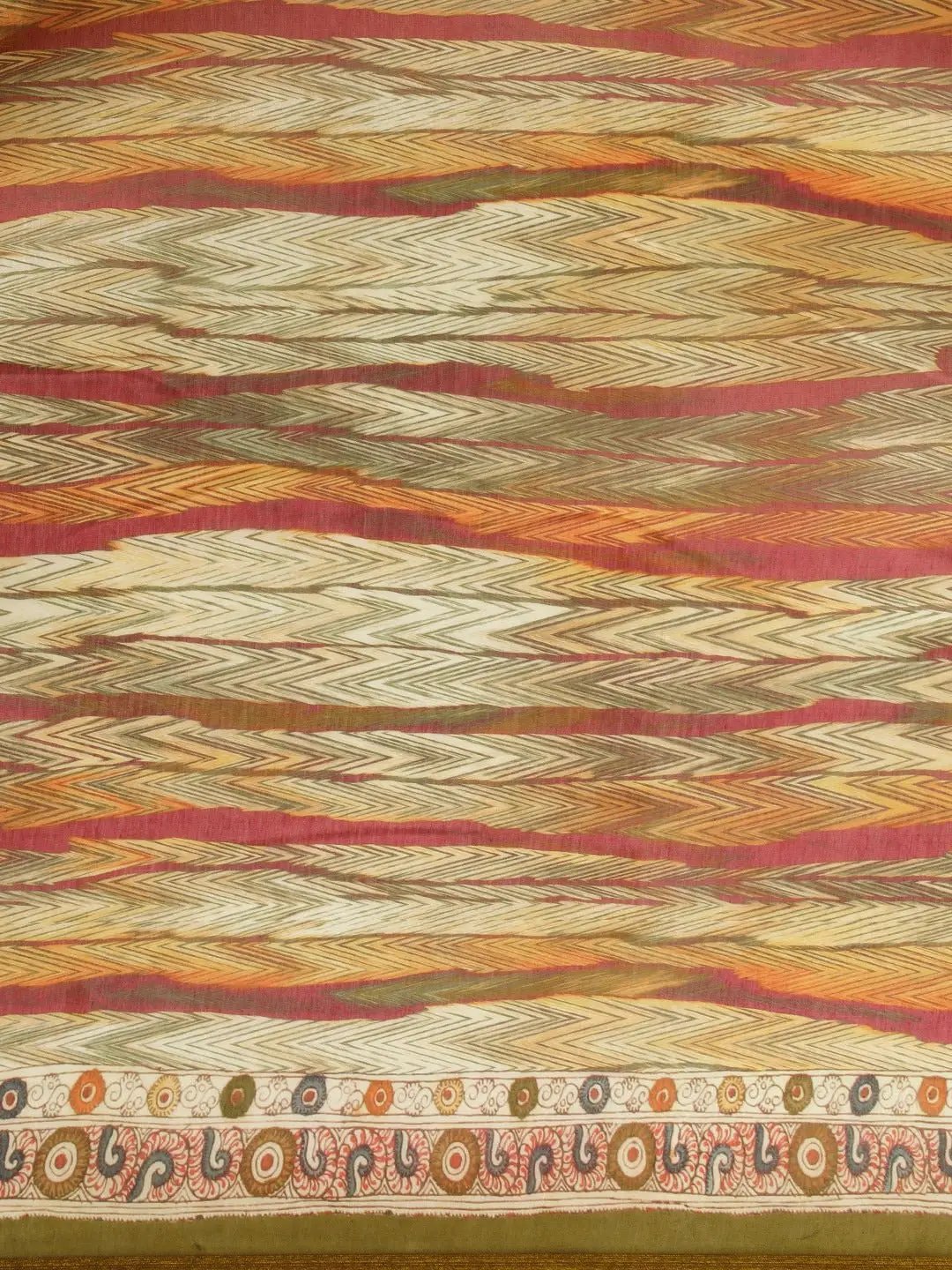 Kalamakri  Digital Print Soft Linen Saree With Zari border 