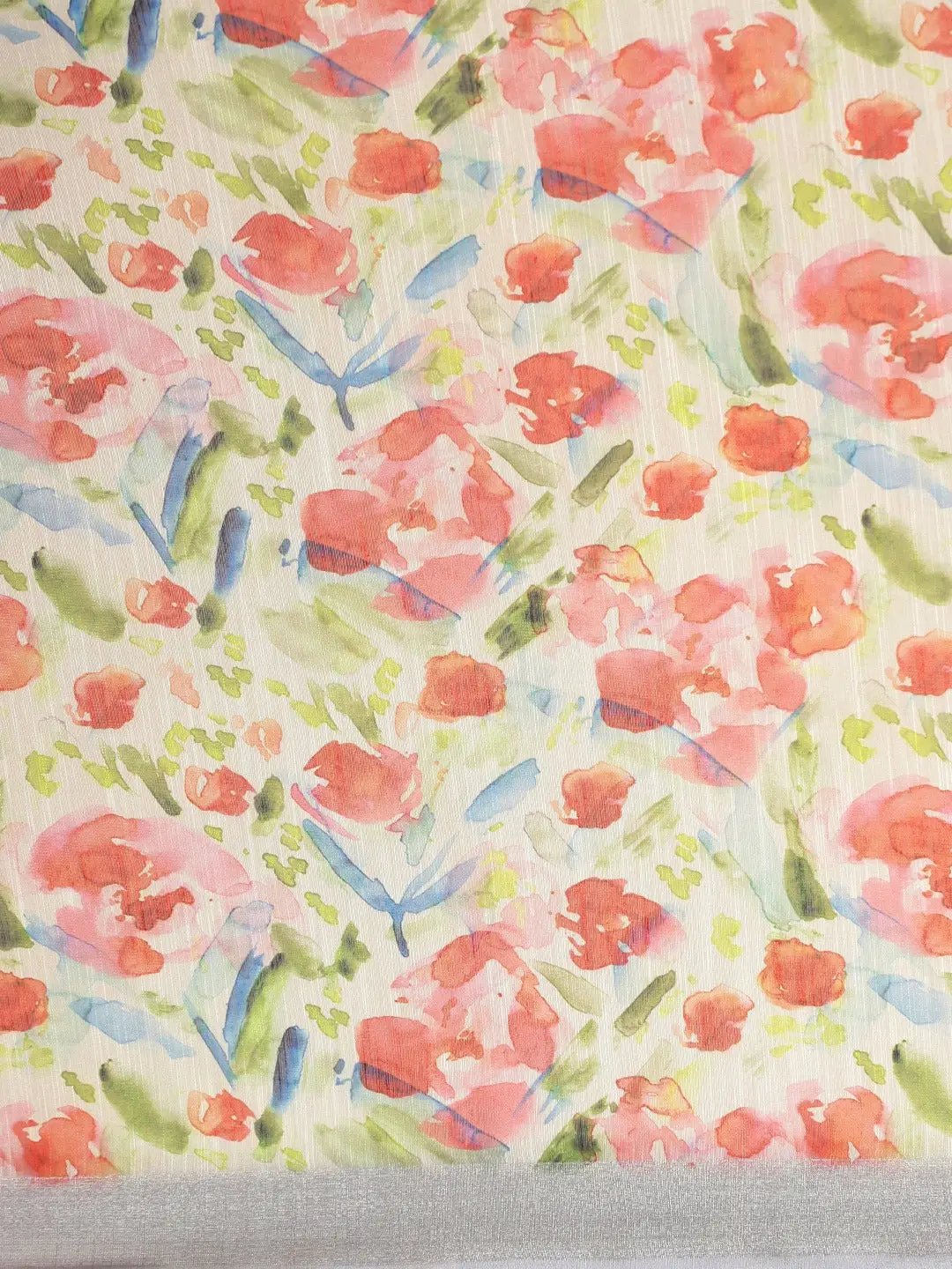 Digital Flower Print Desine Soft Linen Saree