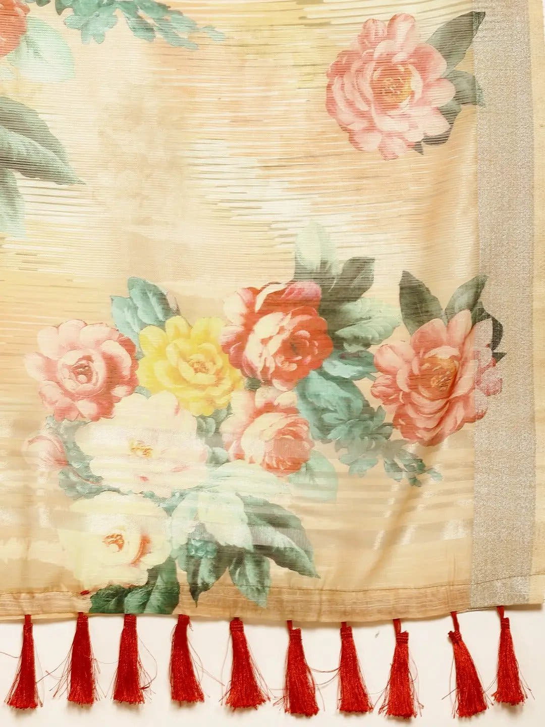  Digital Flower Print Desine Soft Linen Saree