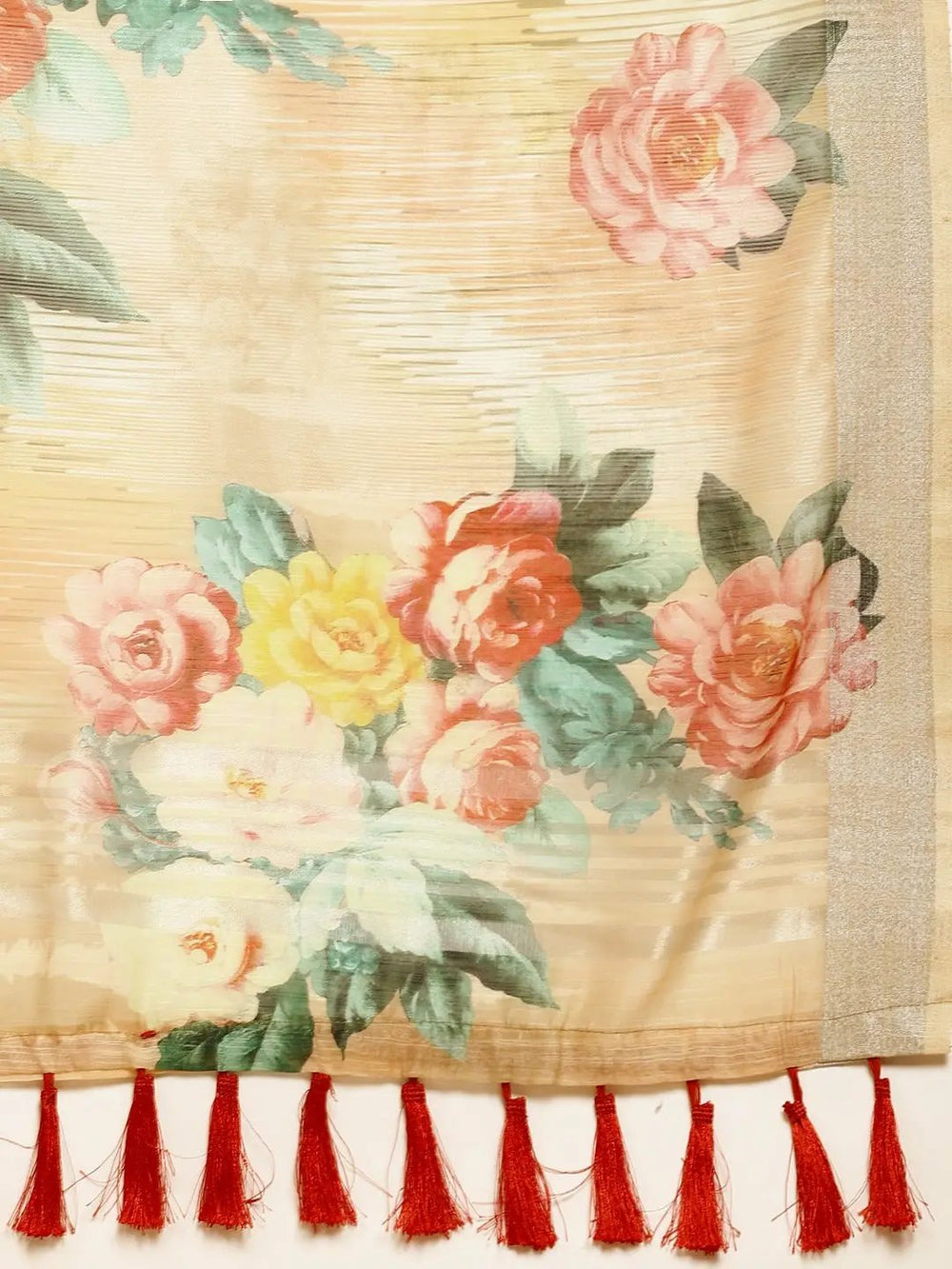  Digital Flower Print Desine Soft Linen Saree