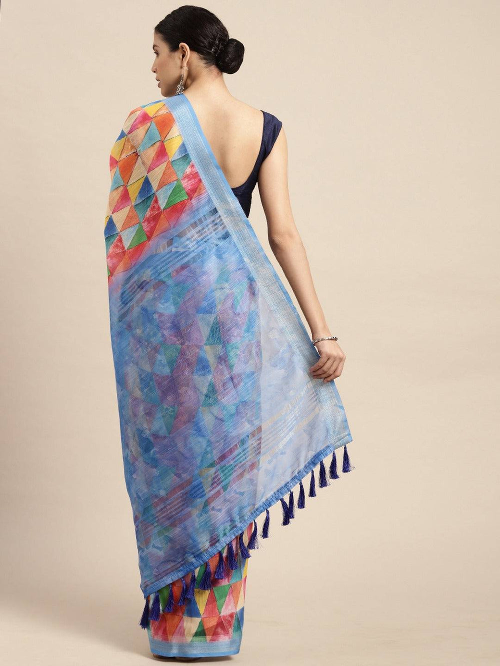 Digital Block Print Desine Soft Linen Saree