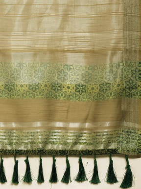 Digital Block Print Desine Soft Linen Saree
