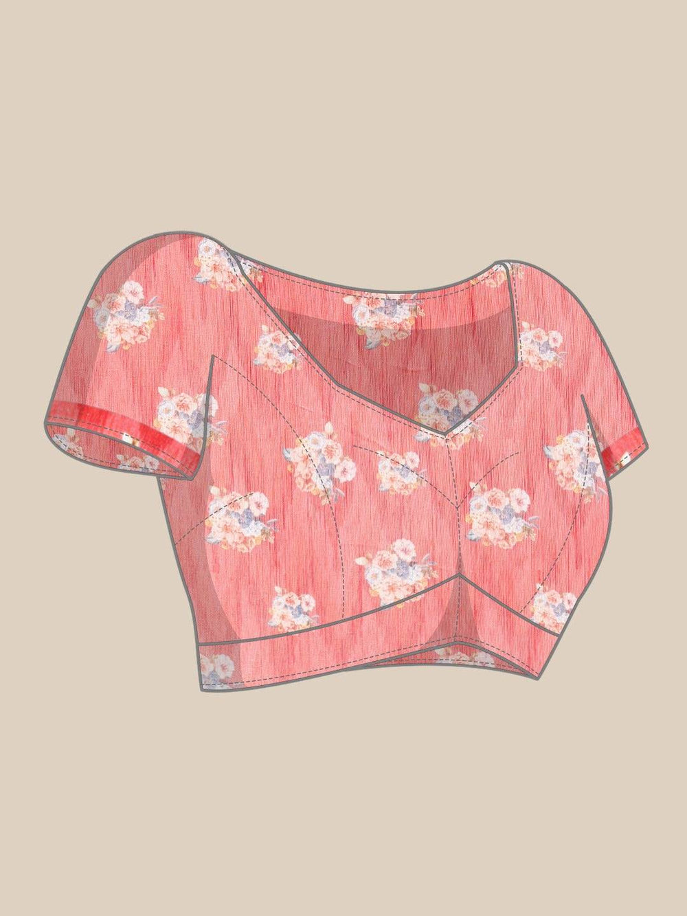  Digital Flower Print Desine Soft Linen Saree