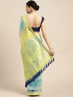 Digital Flower Print Desine Soft Linen Saree