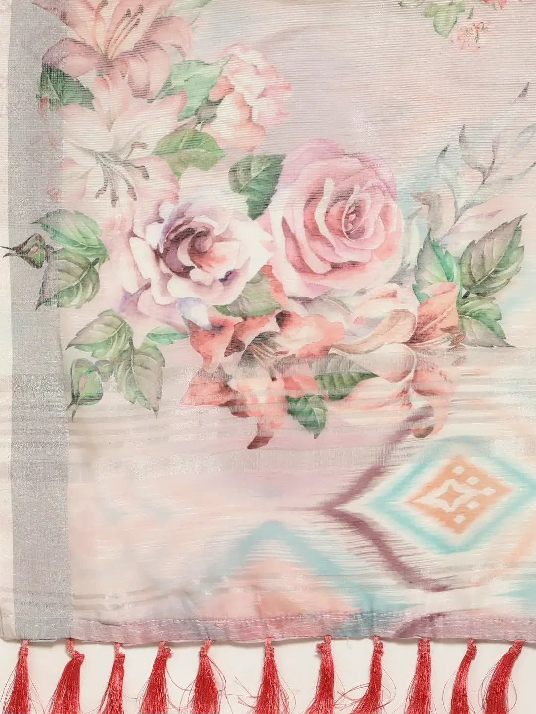 Digital Flower Print Desine Soft Linen Saree