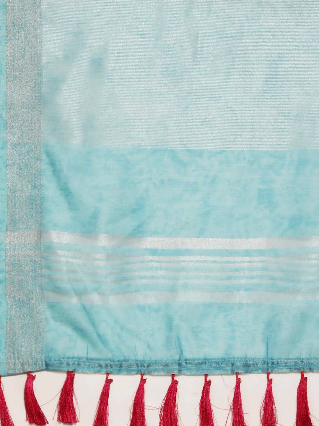 Trendy Car Print Soft Linen Saree