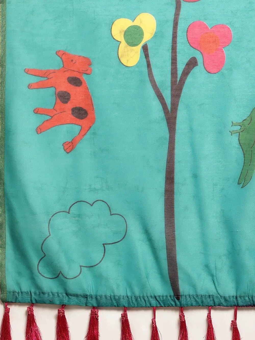  Digital Print Kalamakri Desine Soft Linen Saree