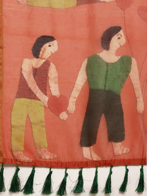  Digital Print Kalamakri Desine Soft Linen Saree