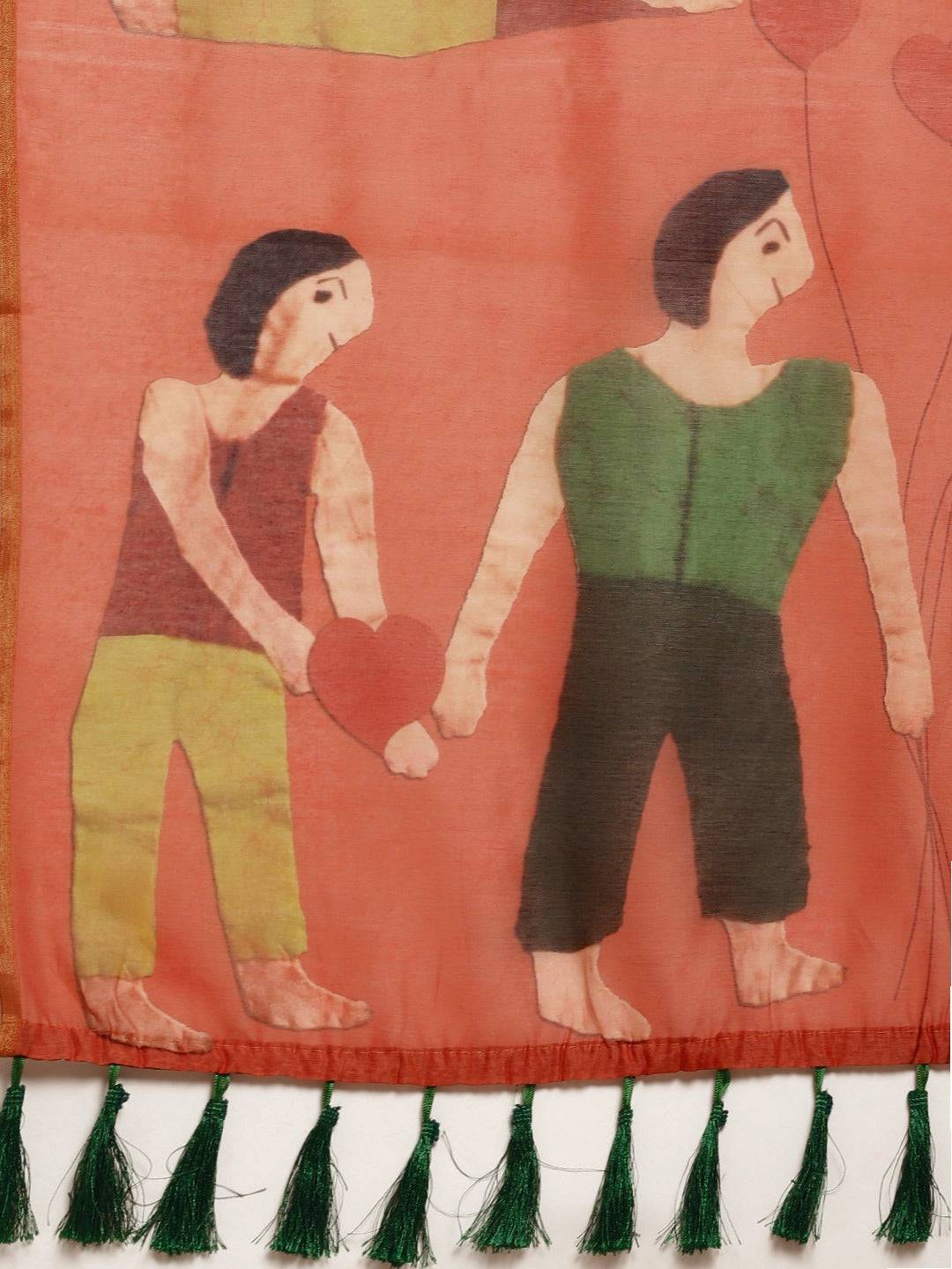  Digital Print Kalamakri Desine Soft Linen Saree