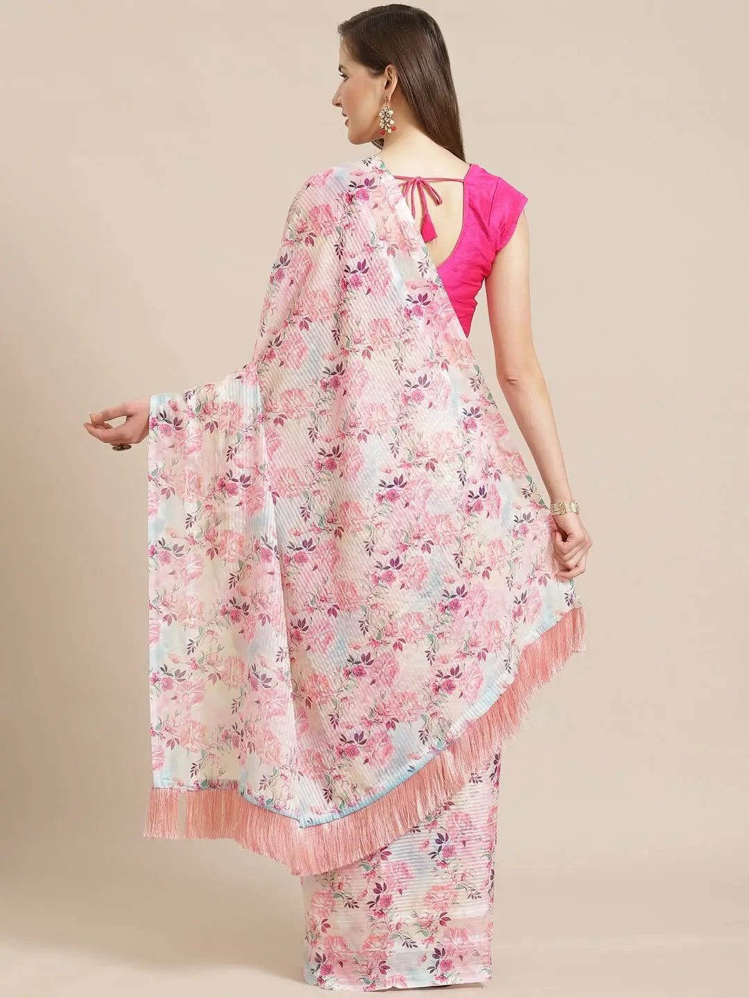 Vastranand Stylish Poly Chiffon Floral Digital Print Saree 