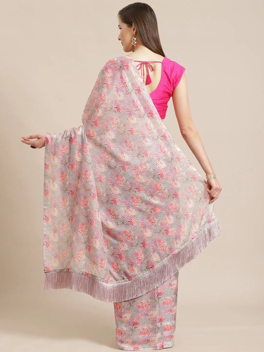 Exclusive Stylish Poly Chiffon Floral Digital Print Saree