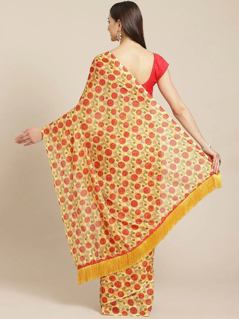 At Vastranand Stylish Poly Chiffon Geometric Print Saree 