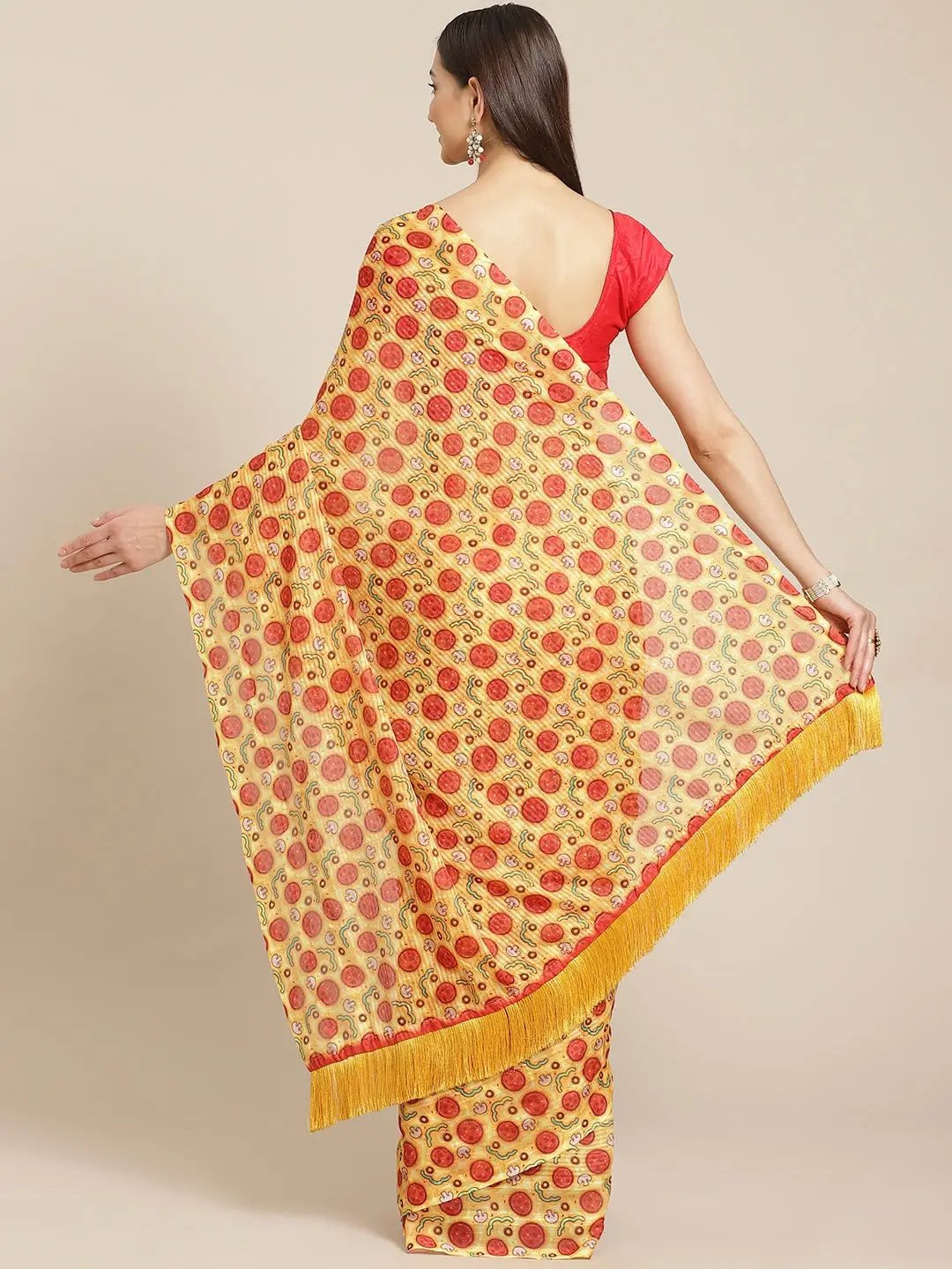 At Vastranand Stylish Poly Chiffon Geometric Print Saree 